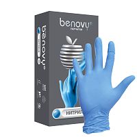 Перчатки гигиенические Benovy, 100 шт (50) пар, Нитрил, голубой