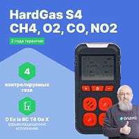 HardGas S4 (CH4, O2, CO, NO2) Газоанализатор портативный многоканальный