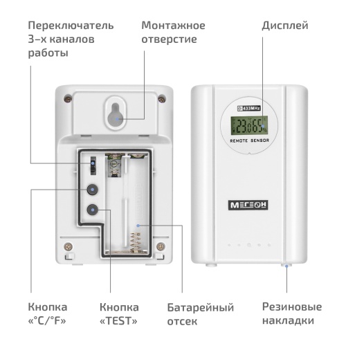 Беспроводной датчик температуры и влажности МЕГЕОН 20205К фотография  фото 8