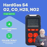 HardGas S4 (O2, CO, H2S, NO2) Газоанализатор портативный многоканальный