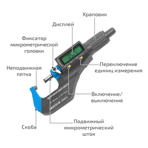 Микрометр цифровой МЕГЕОН 80800 - внешний вид фото 6 Микрометр цифровой МЕГЕОН 80800 фотография фото 6