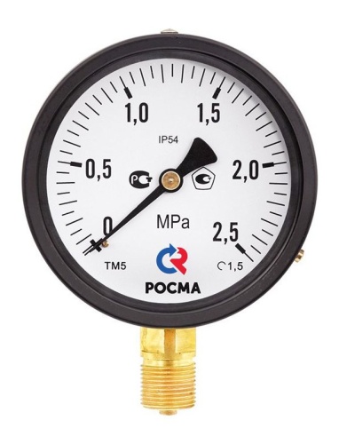 ТМ-510 IP54 кл 1,5 Манометр общетехнический 100 мм, тип ТМ серия 10, IP54, кл. 1,5, черный, Росма фотография 